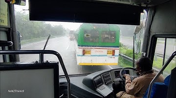 MSRTC Shivneri Scania automatic bus ride on Mumbai - Pune expressway in heavy  rains