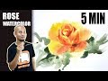 5 minute yellow rose with 1 brush | watercolor  Tutorial | angle brush | Mammoz Drawing and paint