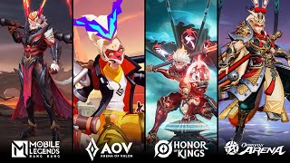 4 Sun Wukong Skins Effect Comparison | MLBB, AOV, HOK, Onmyoji Arena