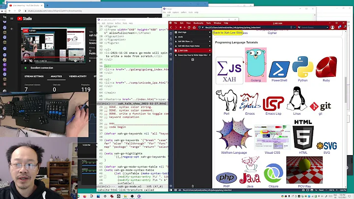 Xah Talk Show 2021-11-27 Emacs Lisp Tutorial, Writing a Golang Mode from Scratch