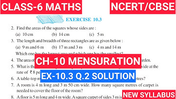 Class 6 Exercise-10.3 Q-2 Solution | Class 6 Maths Chapter- 10 Mensuration | NCERT CBSE