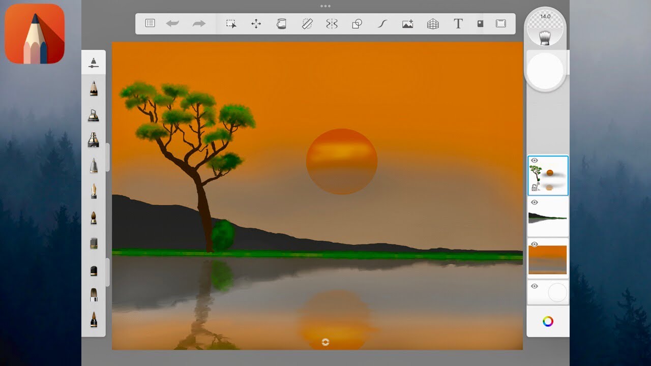 Amazing Nature Sunset Scenery - Autodesk Sketchbook - YouTube