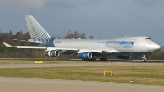 4K | *Hybrid* Silk Way/Sky Gates Boeing 747-400F takeoff at Frankfurt-Hahn/HHN/EDFH