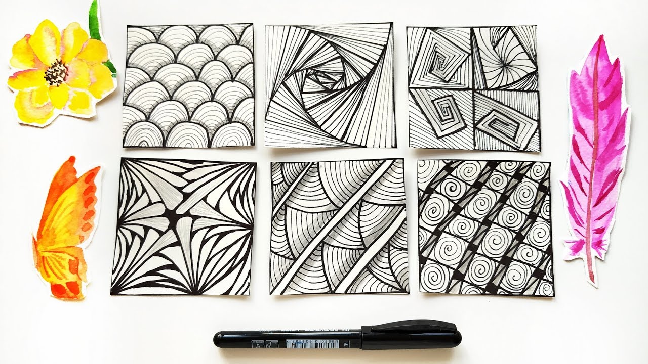 How to Draw Zentangle Patterns - Easy Zen Art Ideas \ Tutorial for ...