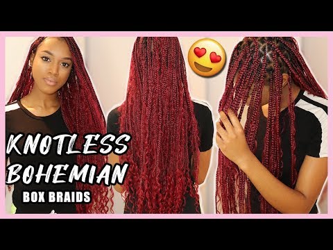 knotless-bohemian-box-braids-😍-the-little-mermaid-inspired-(long-red)-|tuck-method-for-dark-hair