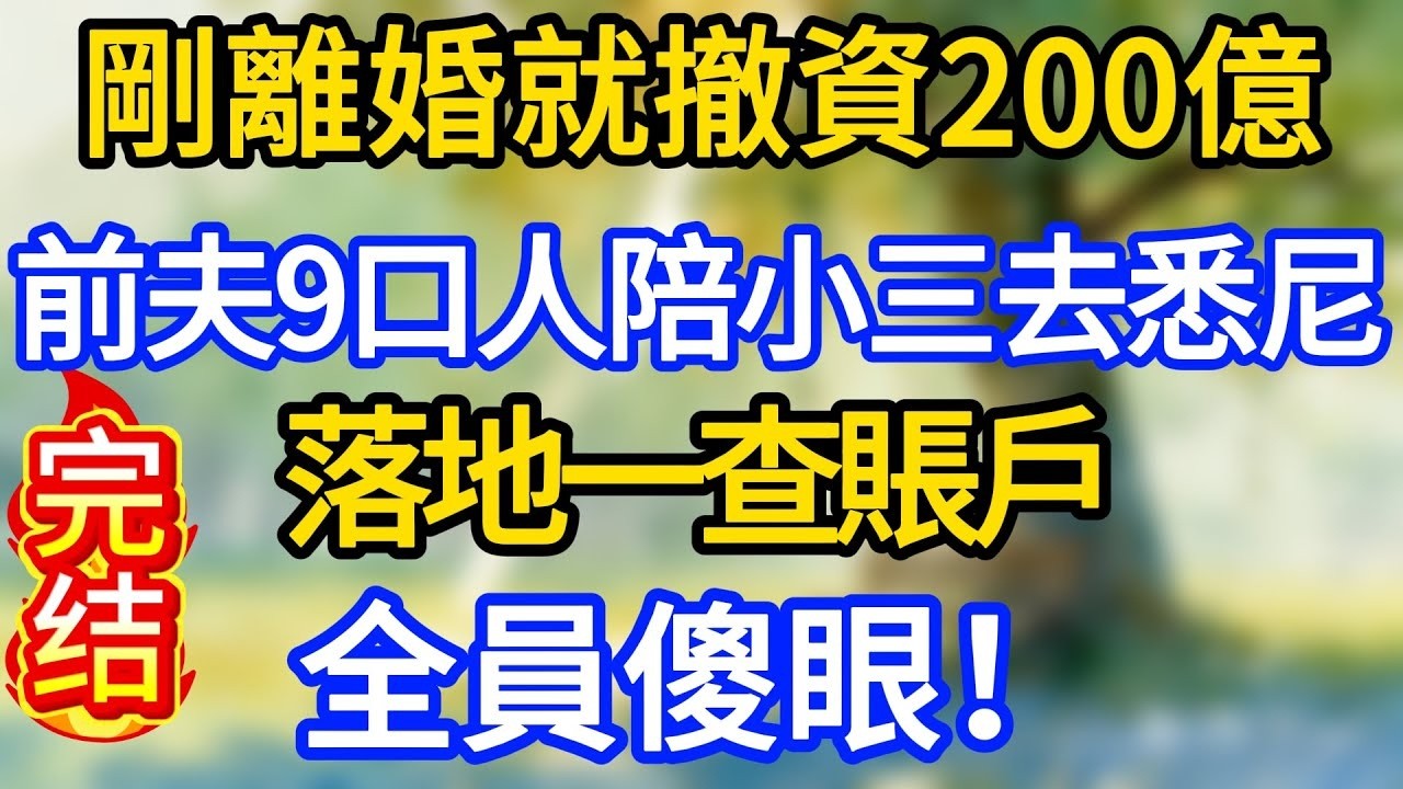 剛離婚就撤資200億，前夫9口人陪小三去悉尼；落地一查賬戶，全員傻眼！
