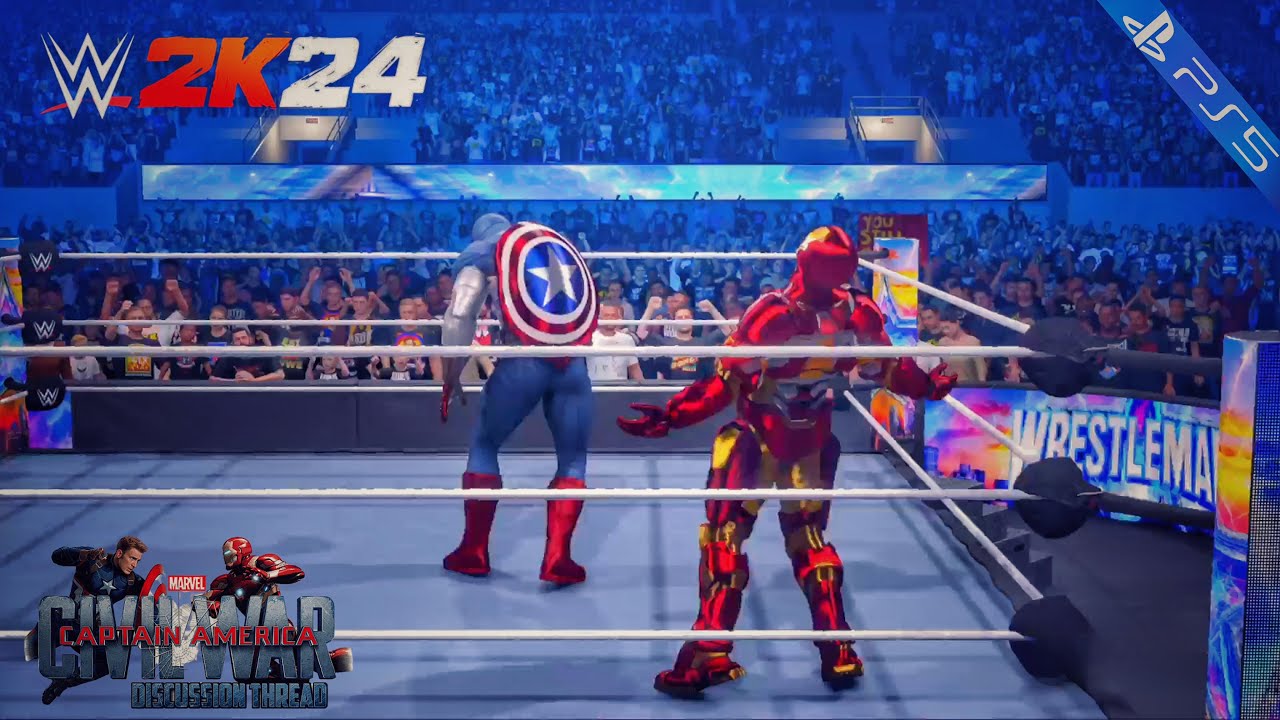 WWE 2K24 - Iron man vs Captain america | Wrestlemania | PS5 Gameplay