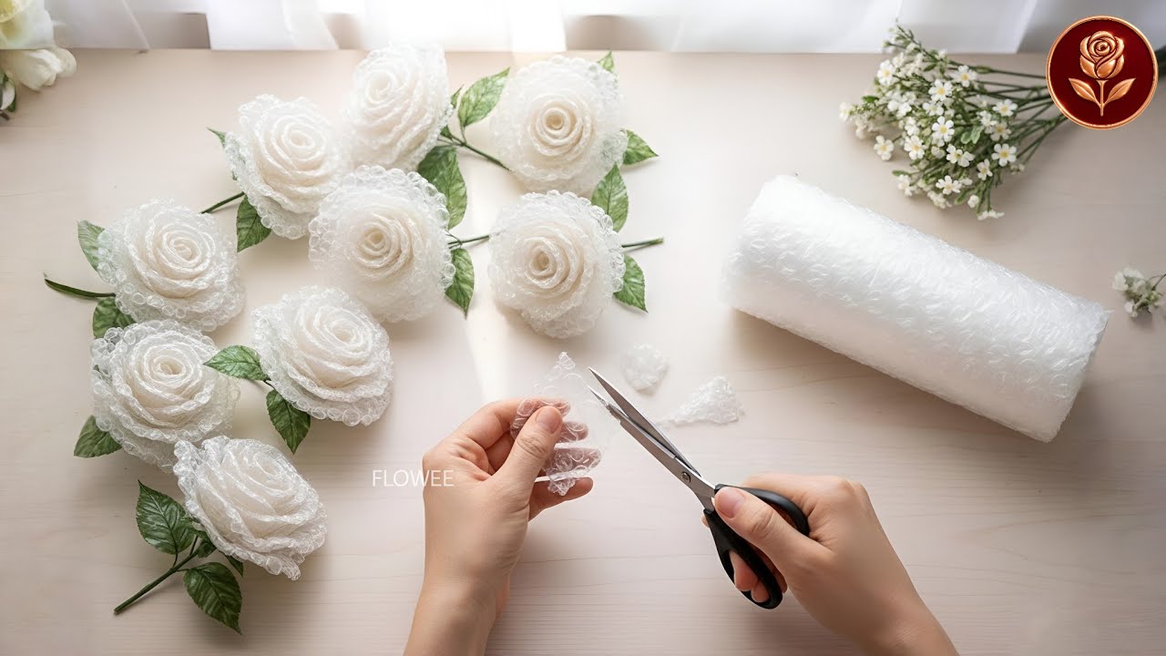Turn Bubble Wrap Into Stunning Rose Flowers 🌹 | Easy Recycling Craft You Must Try !