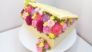 Тортик Шкатулка с цветами(крем БЗК). /Cake box with flowers(protein custard).