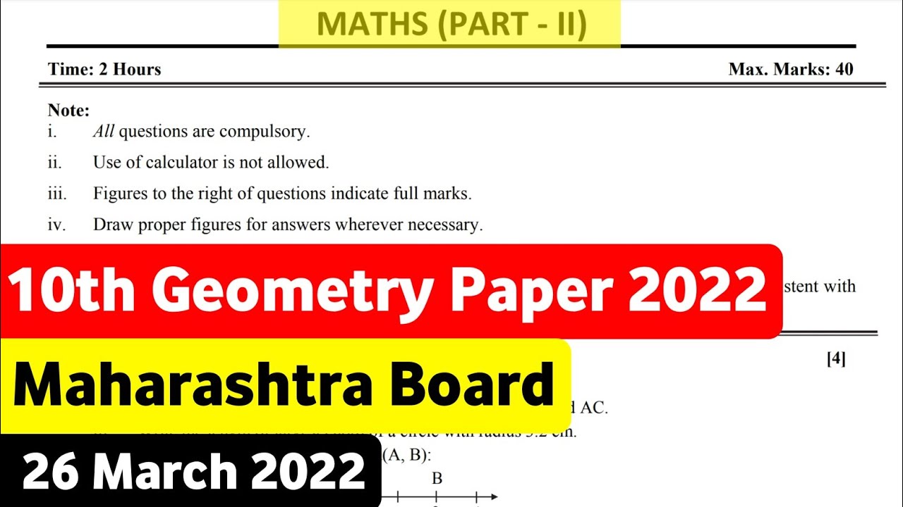 10th Geometry Board Paper 2022 || Geometry Important Questions Class ...