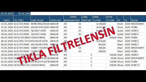 EXCELDE (VBA) HANGİ HÜCREYE TIKLARSANIZ O HÜCREDEKİ VERİYİ İKİ TARİH ARASI FİLTRELEME