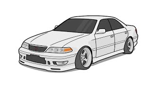 How to draw a TOYOTA MARK II 1997 / drawing Toyota Mark 2 100 1999 stance car