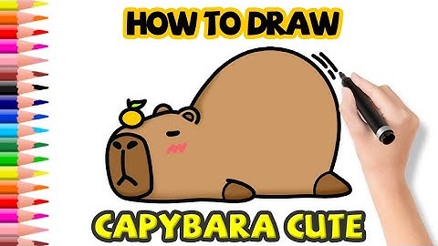 How to Draw a Cute Capybara With Orange | Cómo dibujar un lindo capibara con naranja