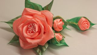 Объемный цветок из атласной ленты Мастер-класс/Surround the flower of satin ribbon. Master class Объемный цветок из атласной ленты Мастер-класс/Surround the flower of satin ribbon. Master class