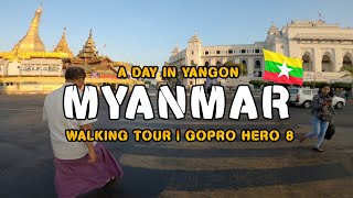 Travel MYANMAR : A Day in Yangon | Budget Walking Tour 2020 | Backpacker with GoPro
