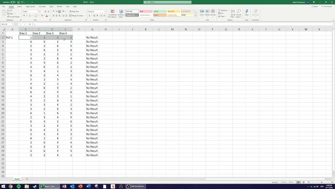 Probabilities & Dice Roll Simulations in Spreadsheets