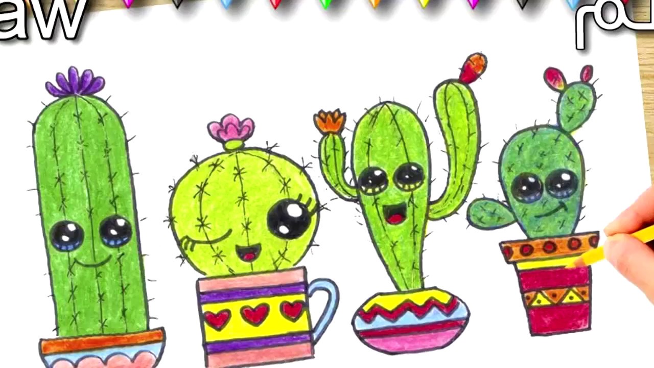 تعليم الرسم للاطفال تعلم كيف ترسم 4 اشكال ظريفة لنبتة الصبار