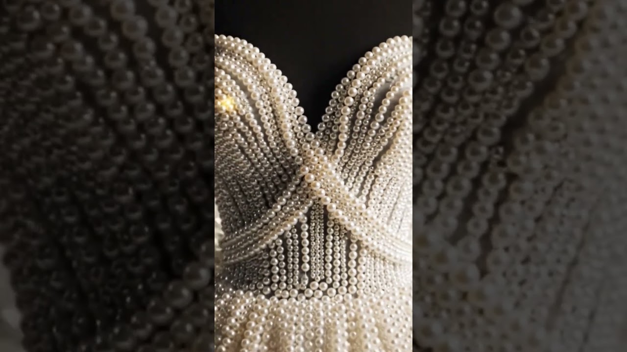 “Before the walk down the aisle, there was a whisper of pearls.”