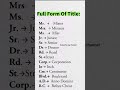 Important Full Form #shortform#studywithme