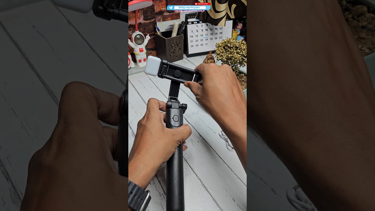 Selfie Stick with Tripod with Bluetooth Shutter with Fill Light 