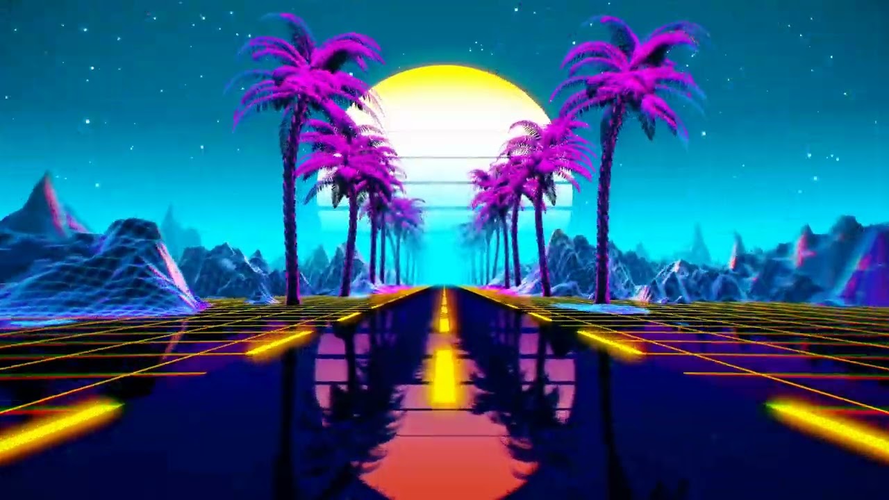 80s Retro Futuristic Sci Fi Seamless Loop Retrowave Vj Videogame Landscape Neon - 4k