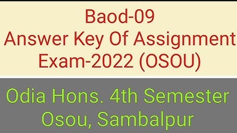 Answer key || Baod-09  || Assignment Exam || Osou-2022  || August