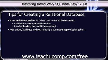 SQL Training - Structured Query Language Tutorial - Tips for Creating a Relational Database Lesson