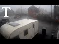 Moment &#39;tornado&#39; flips over caravan in Staffordshire