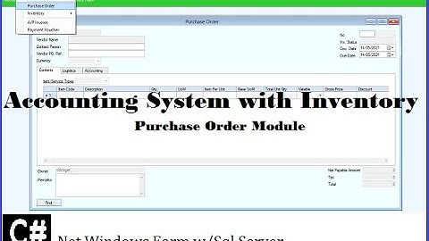 Accounting System with Inventory (C# .Net , SQL Server 2014) - Part 2 (Purchase Order Module)