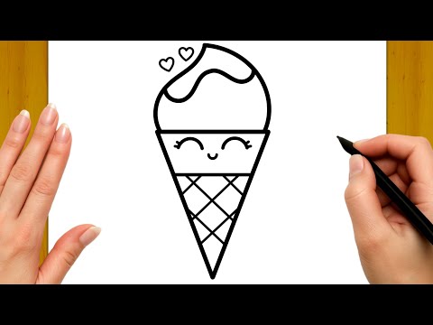 رسم ايس كريم كيوت خطوة بخطوة رسم سهل تعليم الرسم للمبتدئين       