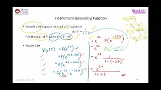 Part 1: Some Theorems Related to Moment Generating Function