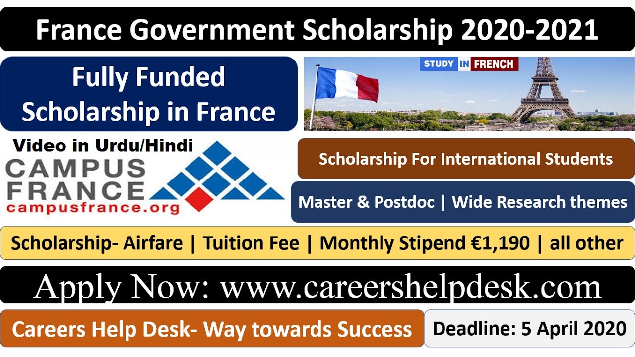 France Government Scholarship 2020-2021 | Fully Funded | Campus France | Urdu/Hindi Video - YouTube