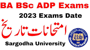 BA BSc ADP Annual 2023 Exams Sargodha University | ADP Exams 2023 UOS