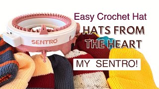 Easy crochet hat. Hats From the Heart ❤️ Making Donation Hats + Trying My SENTRO Knitting Machine!