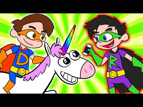 Super Drew Saves a Unicorn from Ray Blank! | A Stupendous Drew Pendous Superhero Story