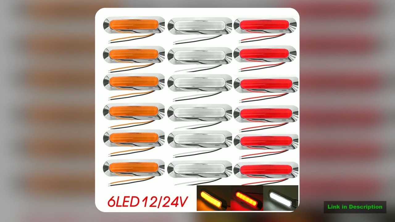 610PCS 6 LED 12V 24V Chrome Bezel Side Marker Light External Warning Lamp Indicator Light Orange