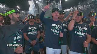 Dan Wilson Gives Speech as Mariners Celebrate Winning AL West