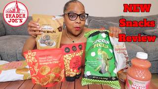 TRYING NEW TRADER JOES SNACKS FOR THE FIRST TIME! PICKLE POPCORN, MOCHI, KETCHUP CHIPS & MORE