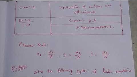 Class:12 , Exercise 1.4 Qn.no 1(i) [Cramer