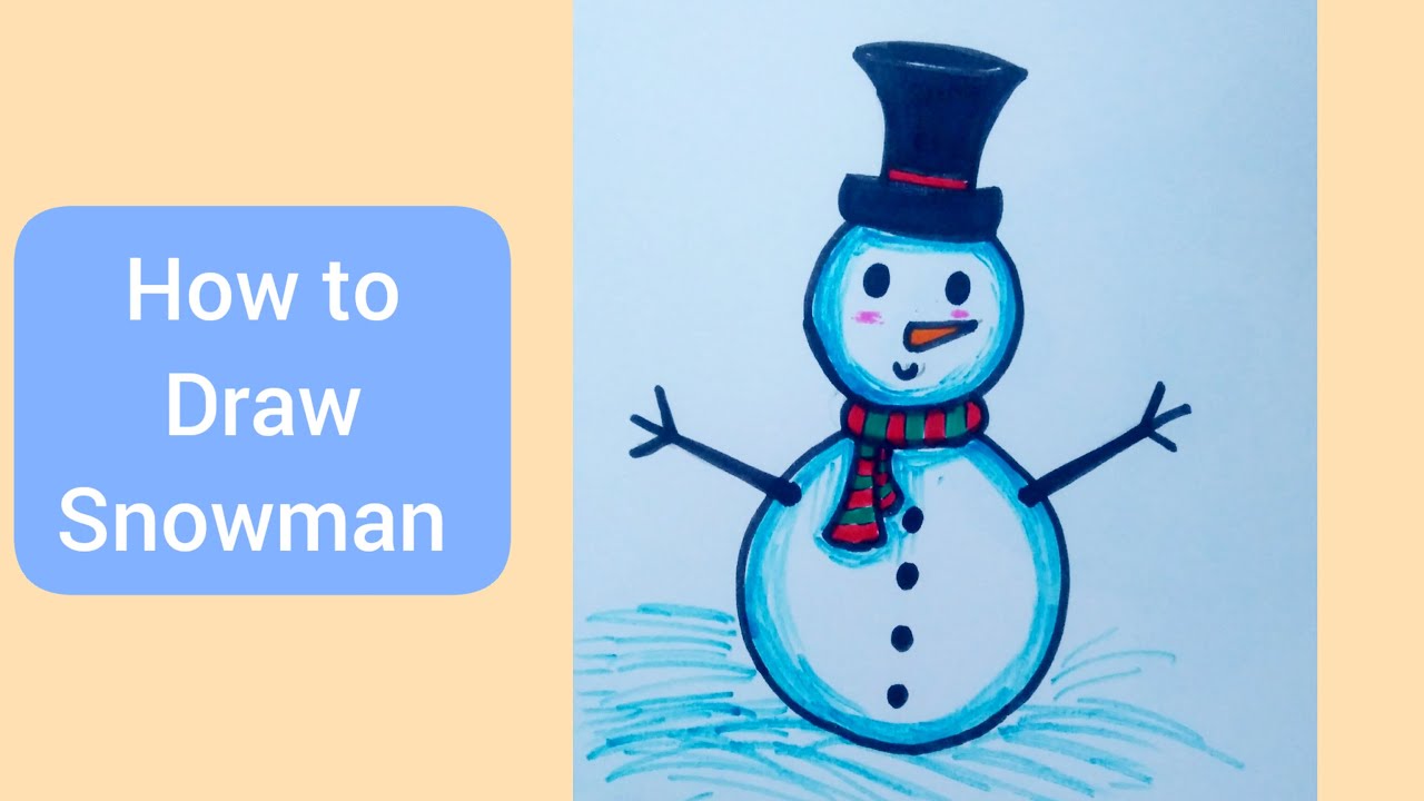 How To Draw Snowman Without Lifting Pen How to draw snowman || very easy and very simple || step by step - YouTube