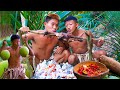 Premitive life 3  new version philippines catch  cook eating delicious chicken  boy tapang