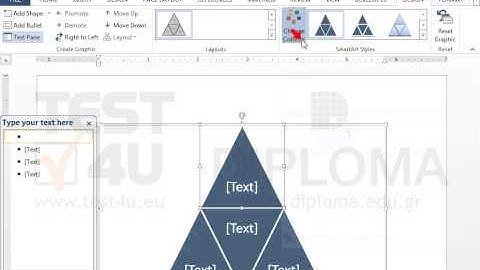 Insert a Segmented Pyramid, SmartArt graphic at the beginning of the document. Use Cartoon style...