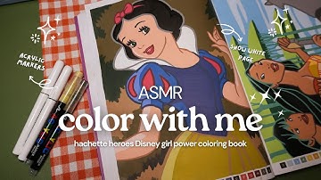 ASMR color with me 🍎💙 Snow White | Disney mystery coloring book | Guangna + Languo acrylic markers