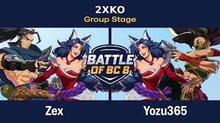 Zex (Yasuo / Ahri) vs Yozu365 (Ahri / Akali) - Group Stage - CANFGC 2XKO | Battle of BC 8