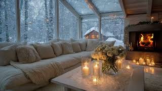 🎹 5 Hours Relaxing Piano | White Floral Lounge & Cozy Snow Ambience | Study Relax Healing Meditation screenshot 2