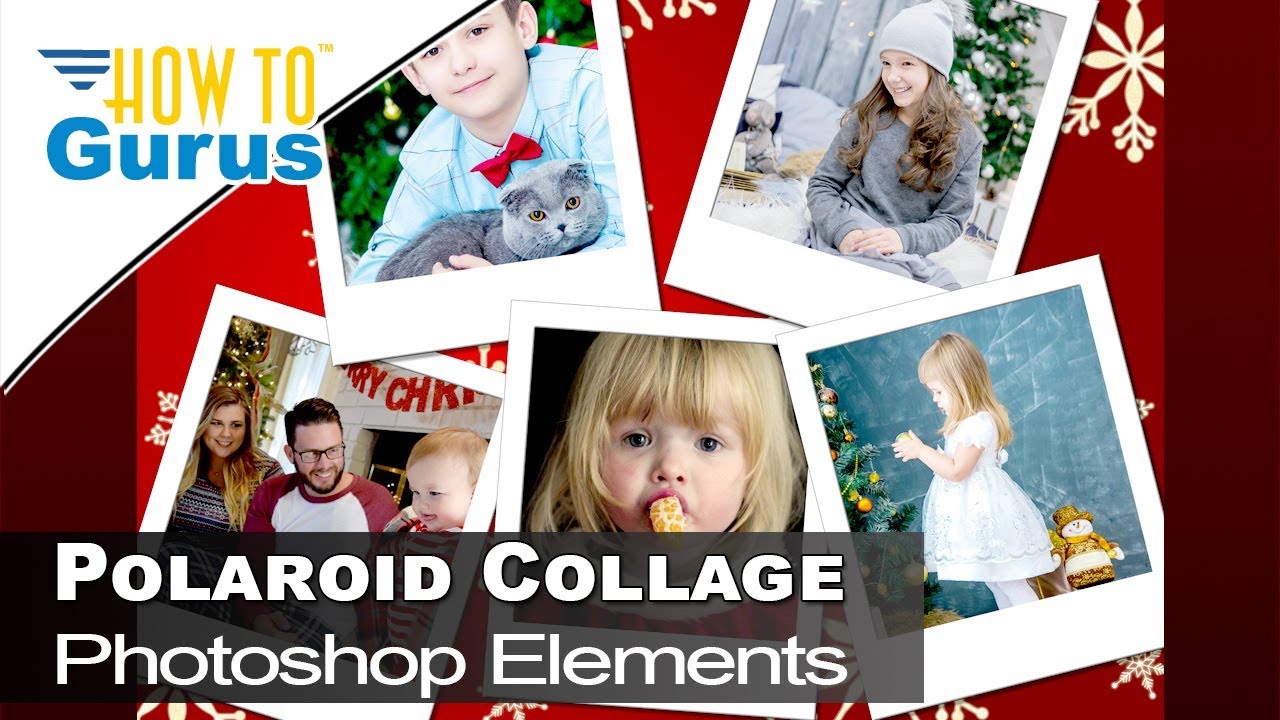 Photoshop Elements Polaroid Photo Collage Christmas Card Templates 21 19 18 15 Tutorial Youtube