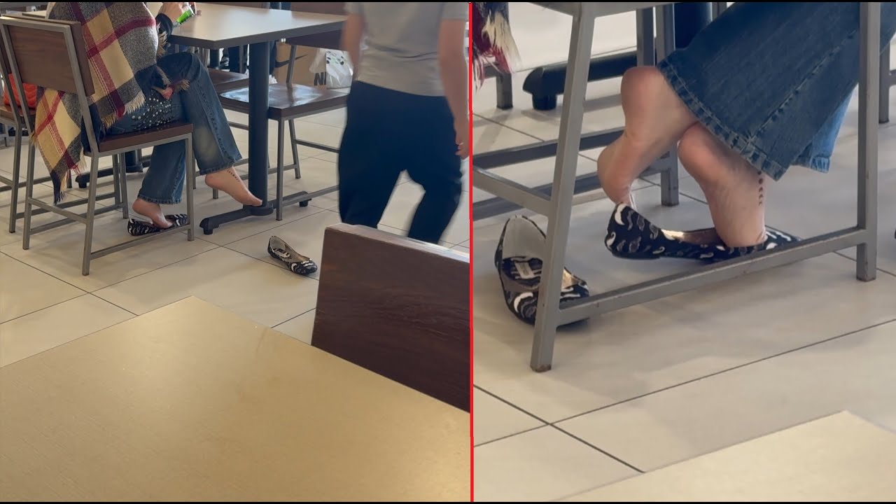 Fall In The Food Court Preview (Public Shoeplay Dipping Dangling Heel