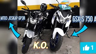 MT03 JESKAP GP3R E SUZUKI GSX-S 750 A QUE ARRANCADA ANIMAL | ESQUECI MINHA PLACA LEVANTADA 