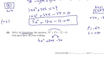 0580 42 O N 15 Q5b Solving Quadratic Equations by Factorising