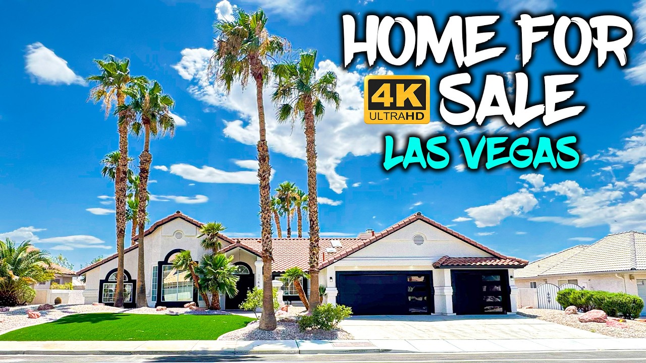 Single Story Home Sale, Henderson, Nevada, [4K] Tour Las Vegas, 4 Beds, Sparkling Pool and Waterfall